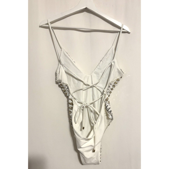 Sloane Sequin Plunge One-Piece Swimsuit - Picture 4 of 7